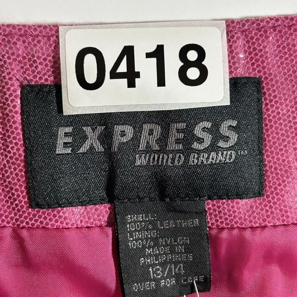 Vintage Express Skirt Juniors 13/14 Women's L‎ Pink Leather Mini Y2K Barbie Boho